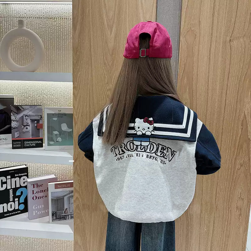 【现货】2025秋韩版东大门猫咪刺绣海军领女童外套 D780 780 W B