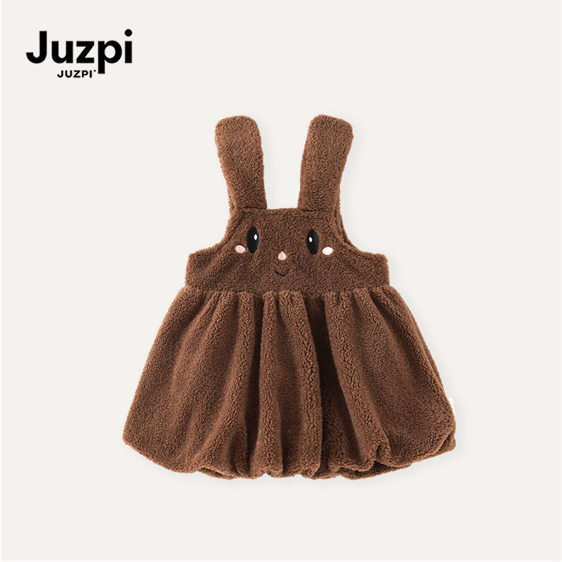 橘止皮·女童背带连衣裙2025冬季卡通兔子儿童夹棉裙子DQ252232
