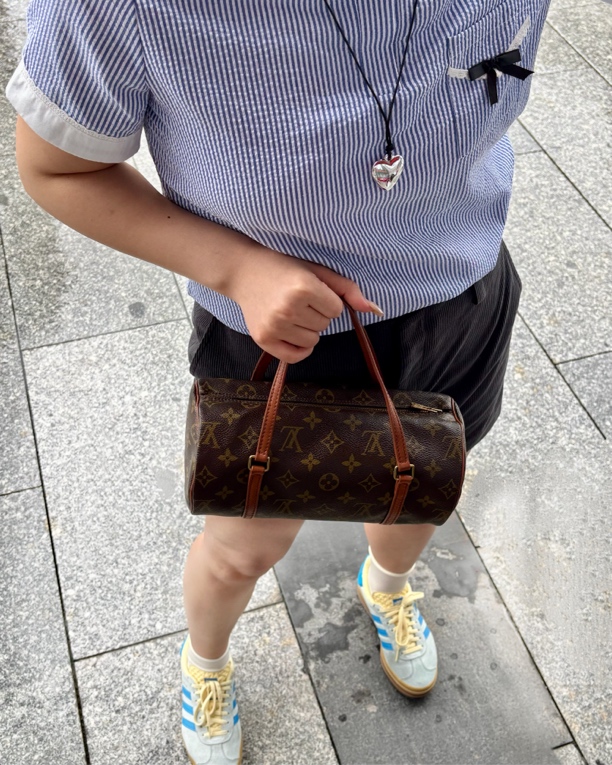 95新 LouisVuitton/路易威登 老花巴比龙26号圆筒手提包ss