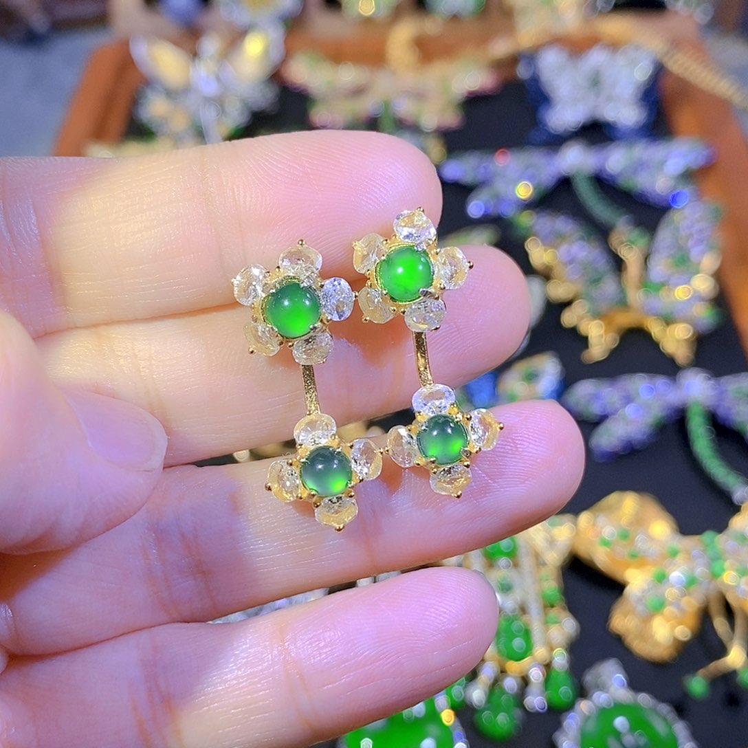 吊坠(不含链)银S925镶嵌翡翠