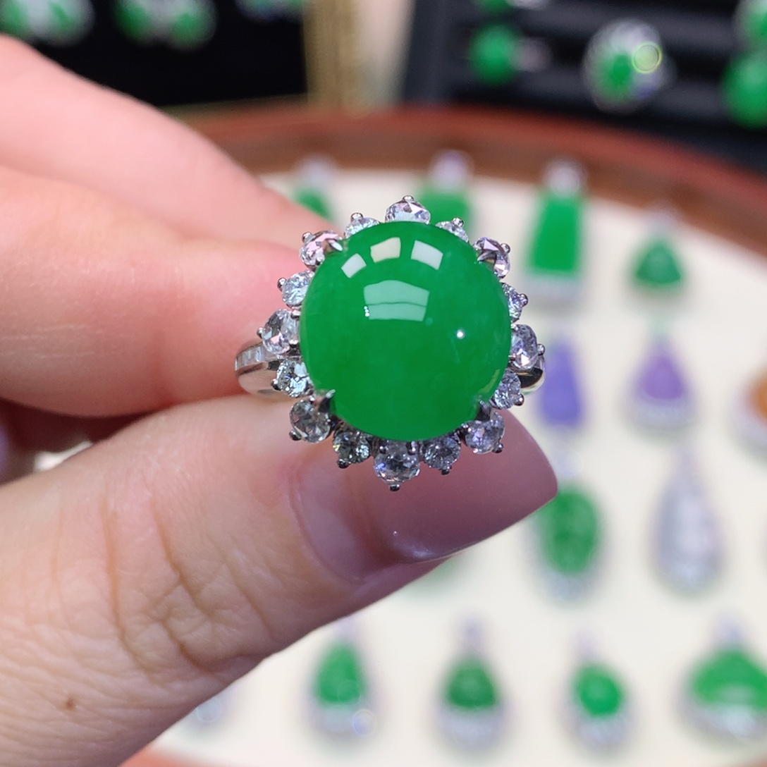 翡翠18K金镶嵌吊坠(不含链)