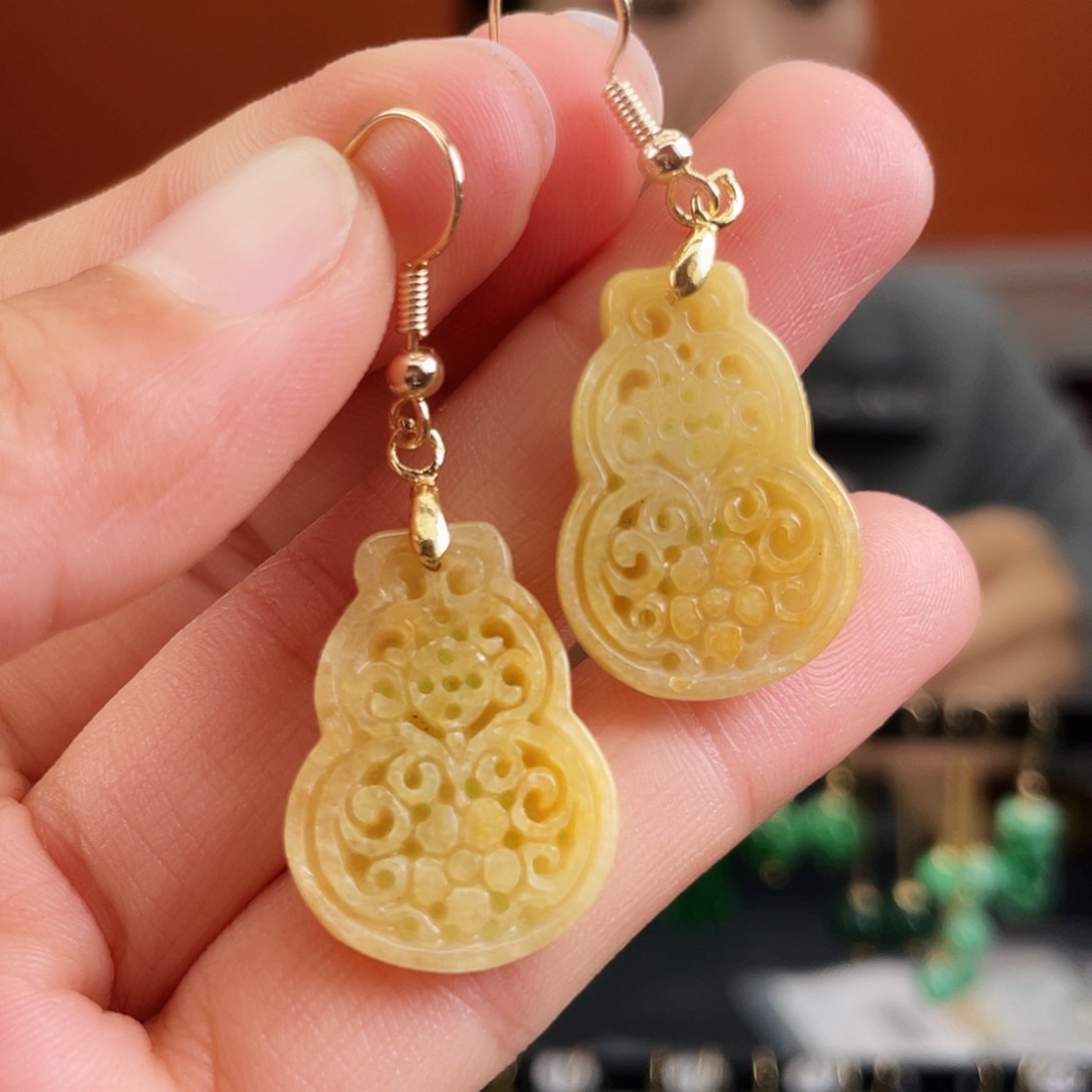 翡翠未镶嵌耳饰饰品