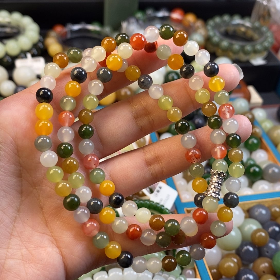 和田玉手串未镶嵌多宝手串108z 6