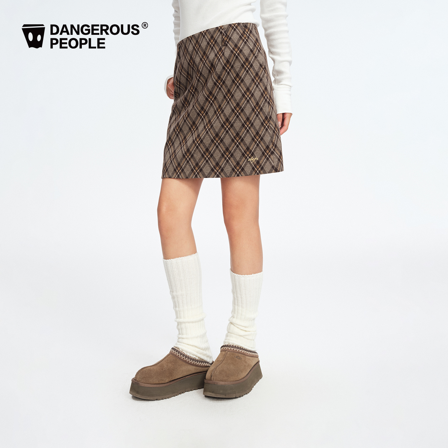 Dangerouspeople薛之谦dsp菱形格直筒短裙潮牌百搭包臀裙半身裙