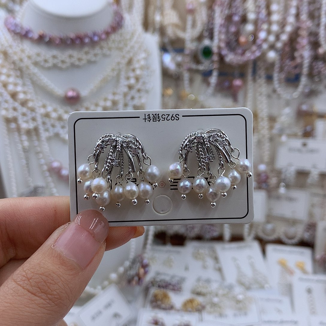 项链银S925镀金镶嵌淡水珍珠