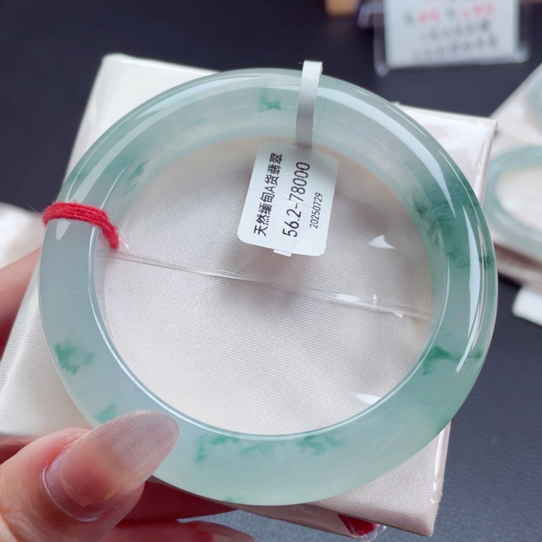 翡翠手镯未镶嵌56.5正冰冰飘花 起冰炸光感 高货毕业15号