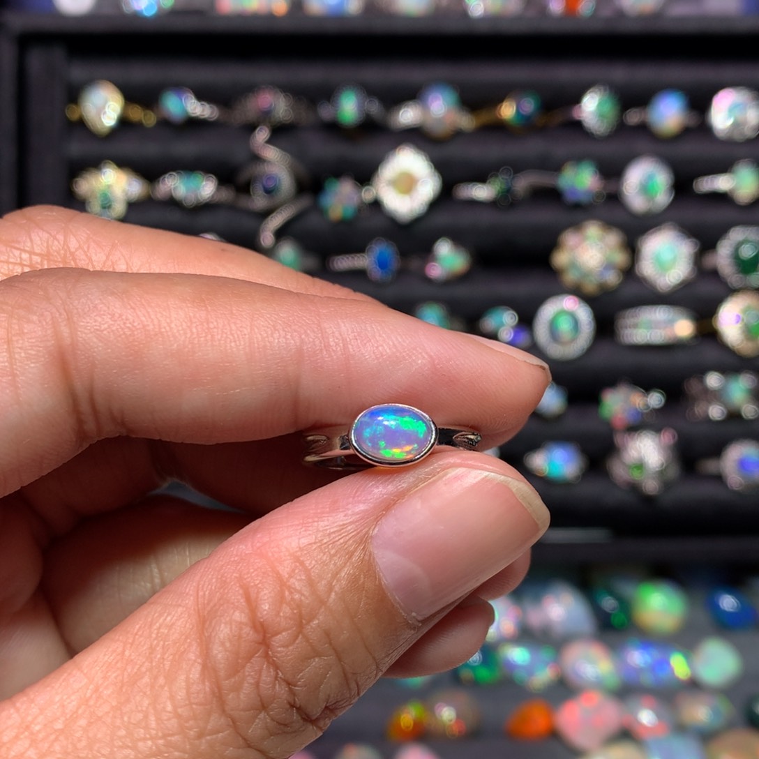 欧泊戒指款式银S925镶嵌