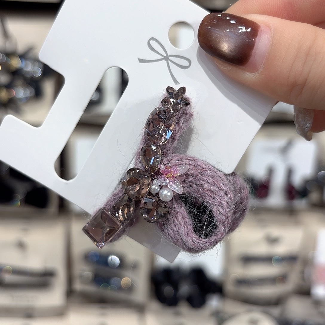 皮质铁合金紫色刘海夹一个