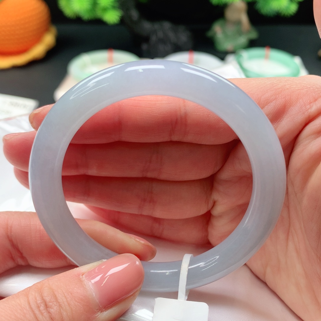 翡翠手镯未镶嵌51 52天空蓝紫 美人镯