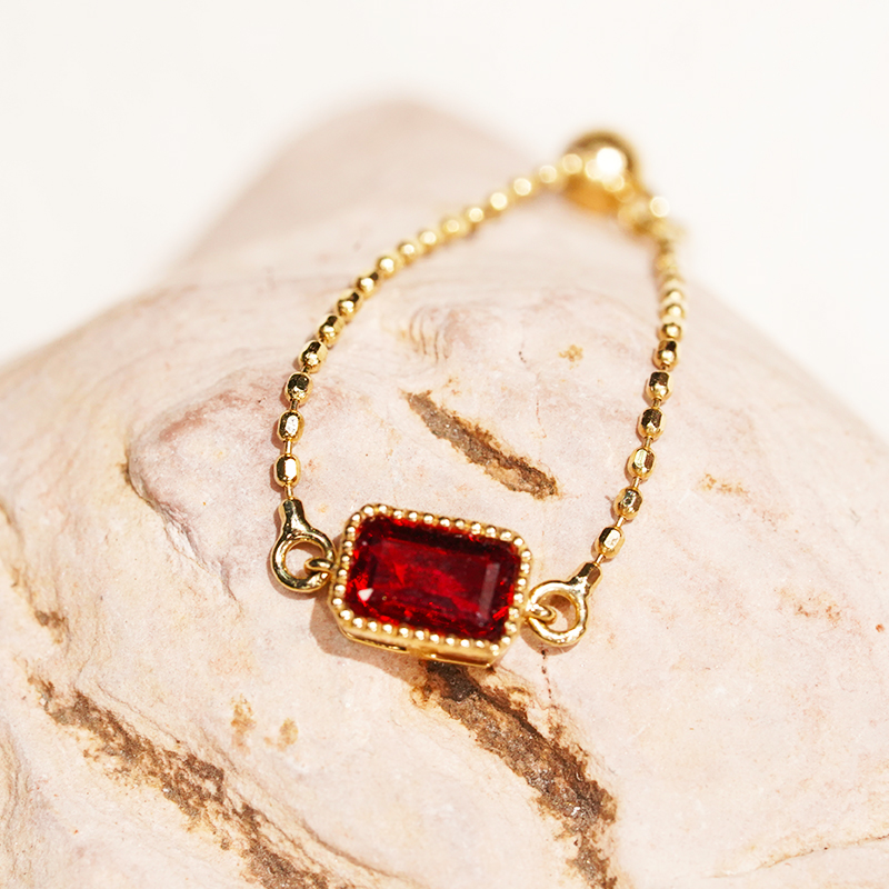 18k金橙红蓝宝石时尚百搭可调节戒指CLJ07