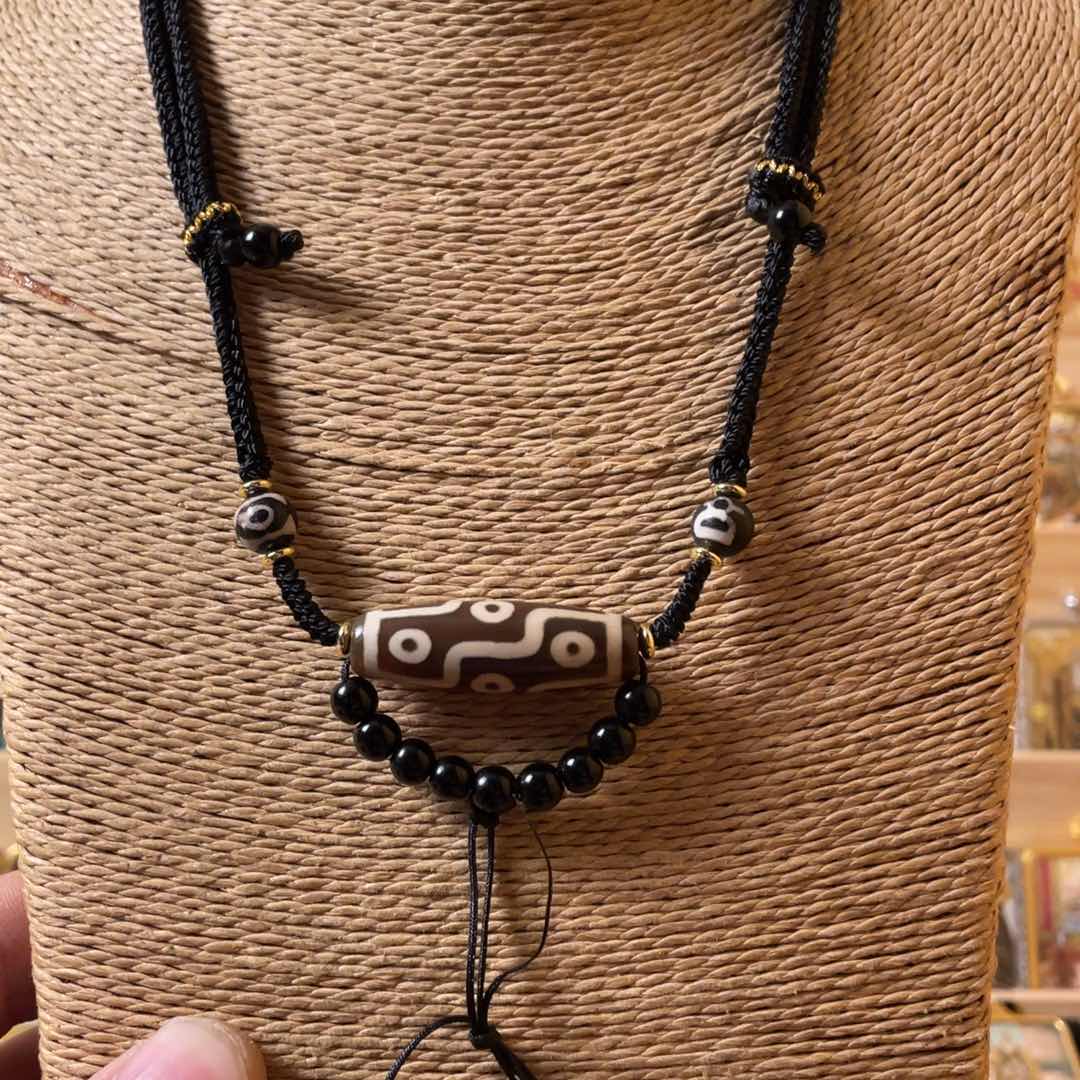 吊坠九眼天珠锁骨唐卡项链绳