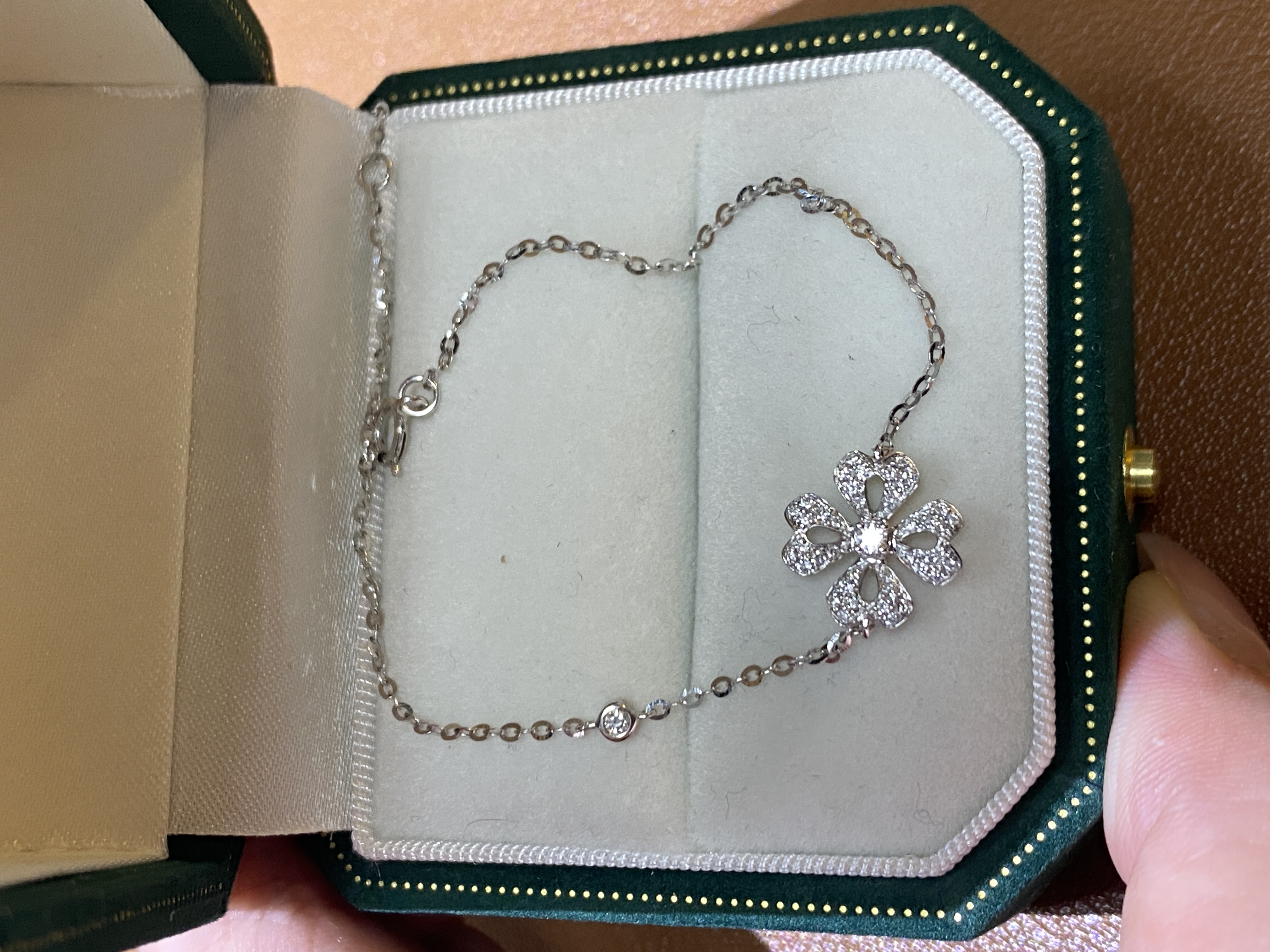 18K金幸运草天然钻石手链/带证书662046