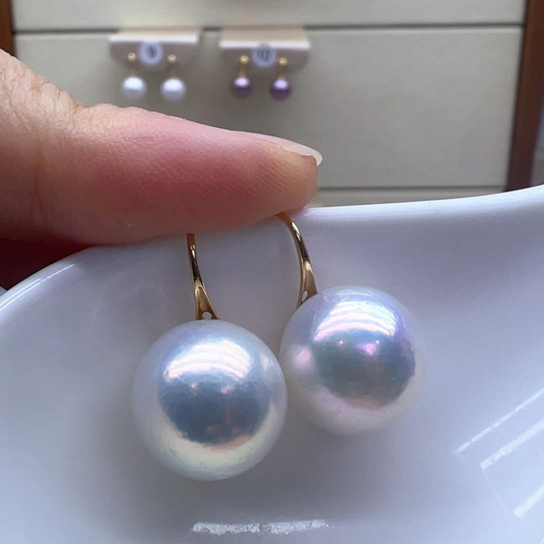 银S925镶嵌淡水珍珠耳饰