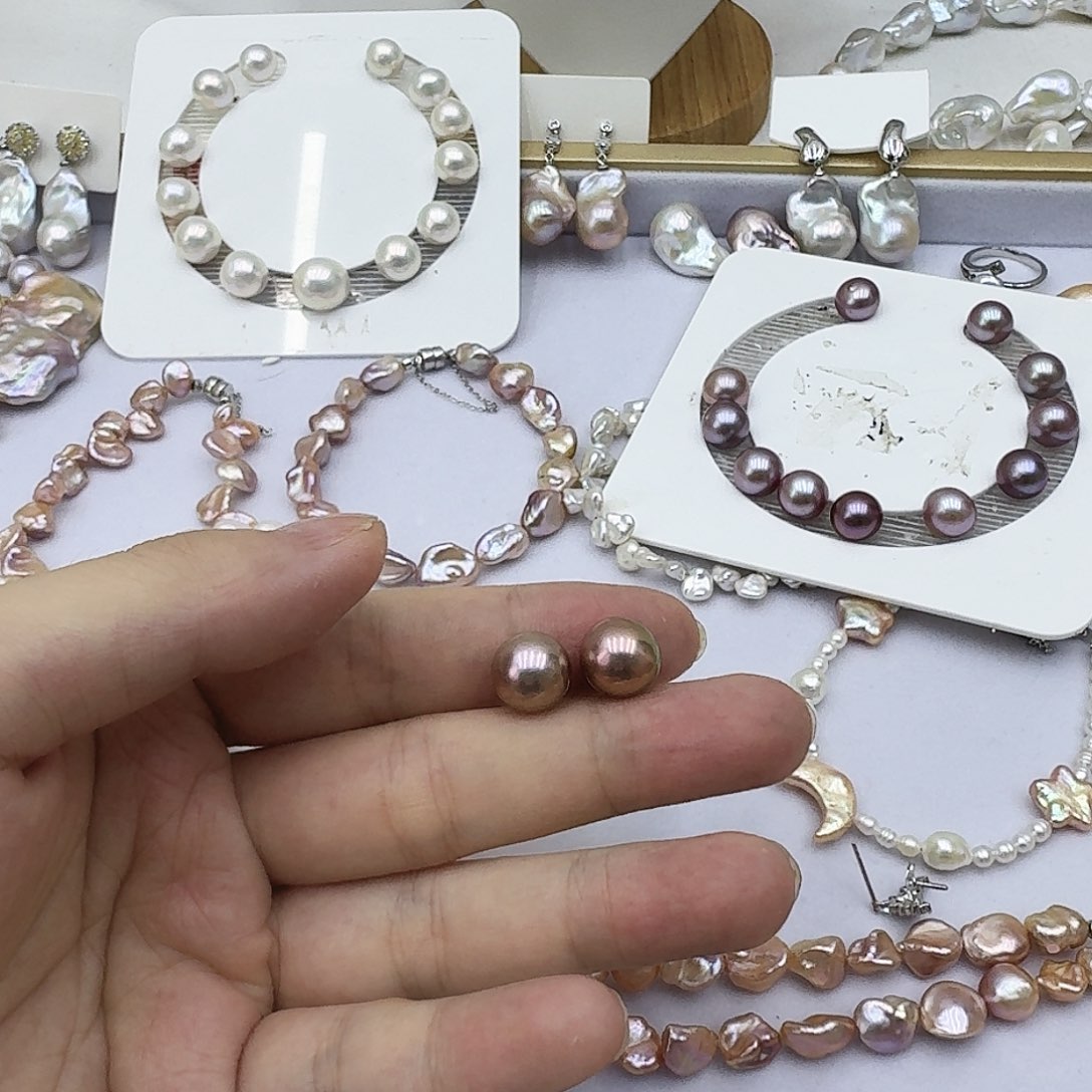 淡水珍珠银S925镶嵌颈饰纸****浅