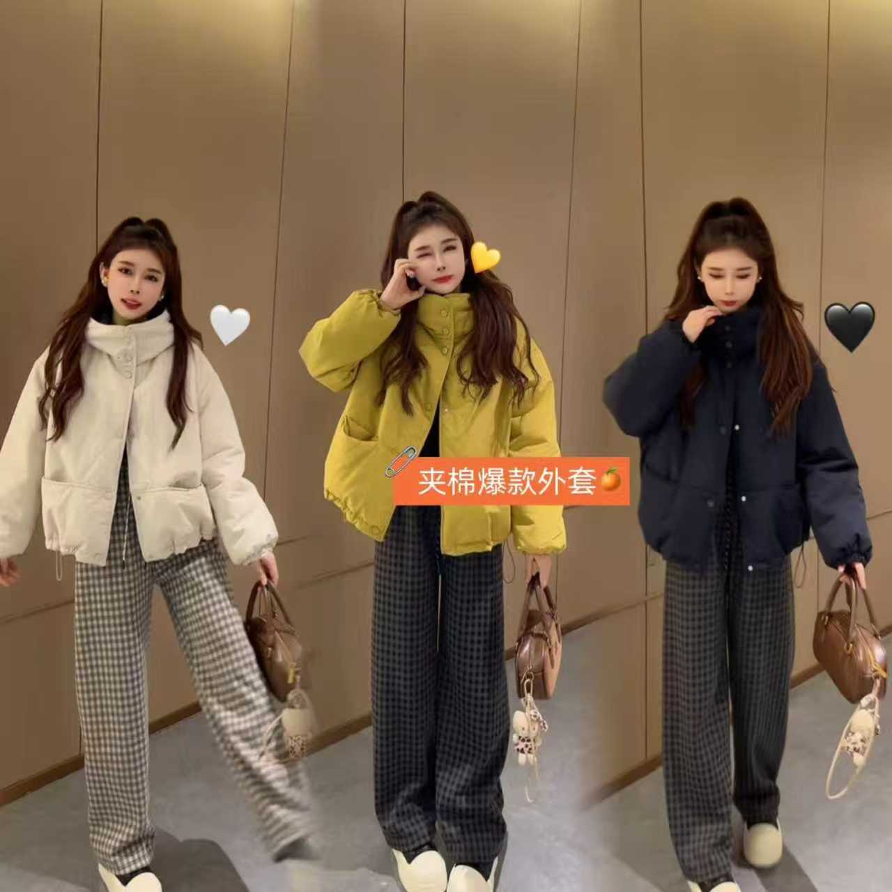 8818秋冬季2025新款宽松设计感韩版连帽保暖外套棉服