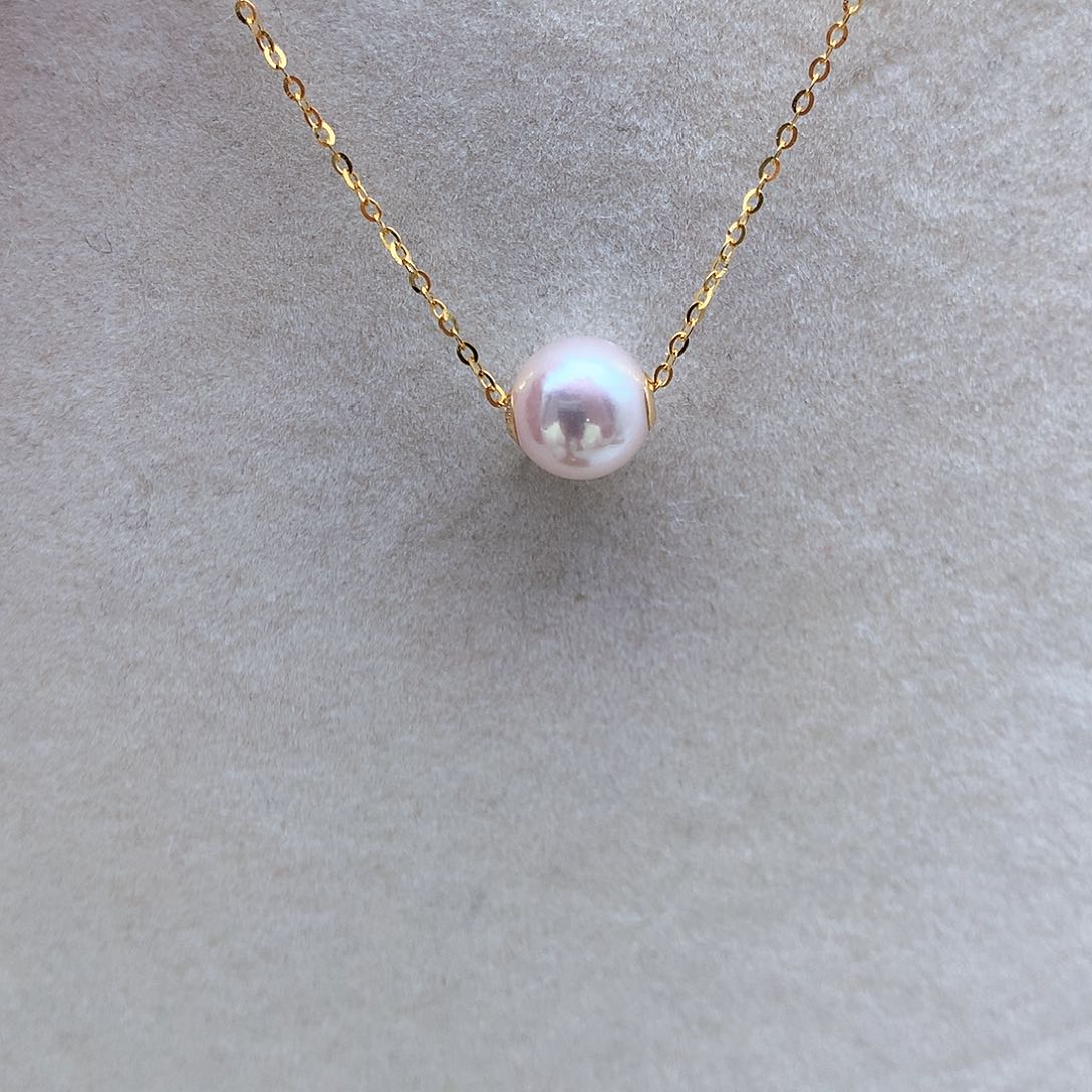 海水珍珠8-8.5mm ak路路通18K金镶嵌