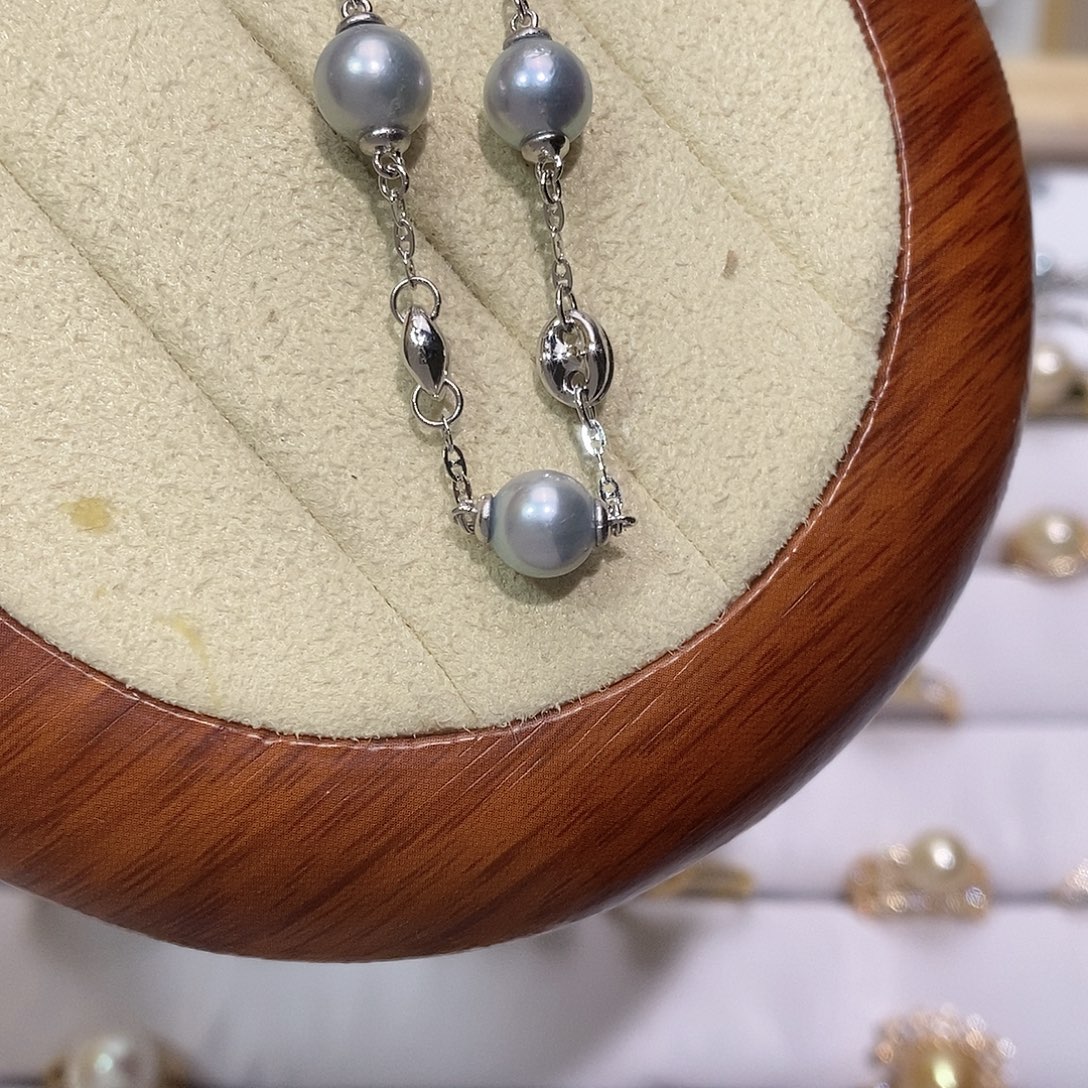 海水珍珠银S925镶嵌手绳