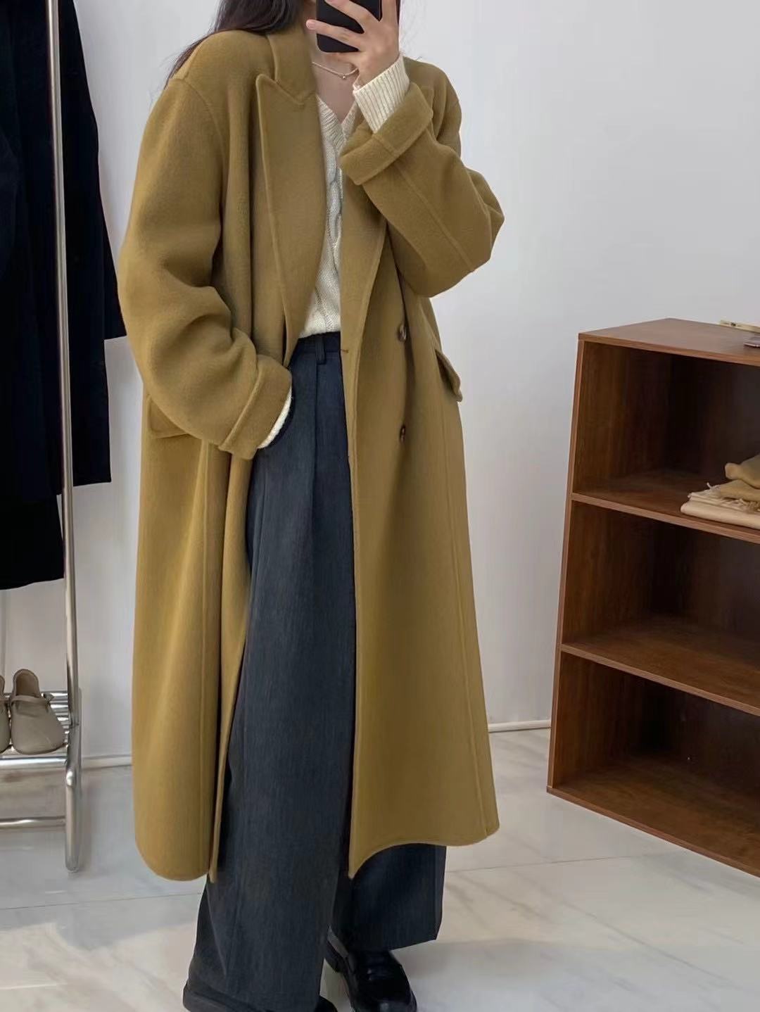 （不退换）DDM韩系枪驳领长款六粒扣大衣321