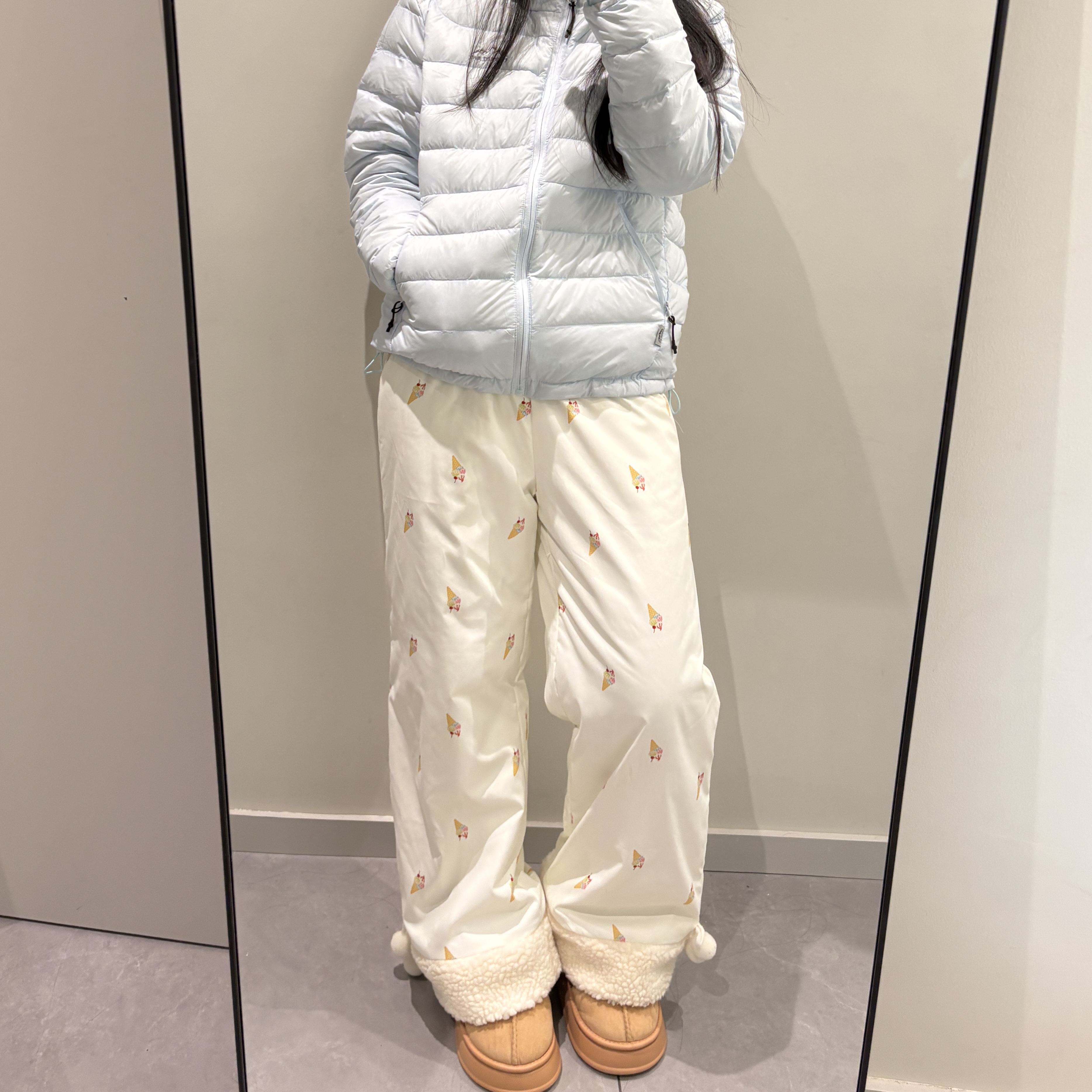 秋冬新款百搭可爱甜美棉裤韩版空气层加厚休闲羽绒棉外穿棉裤