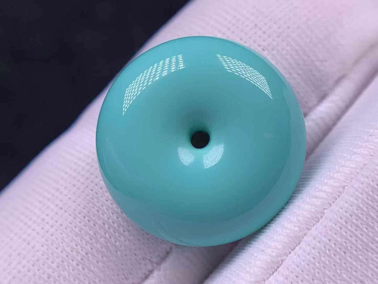 湖北天然原矿绿松石高瓷精品面包圈 瓷高料润 料质细腻 文玩配饰