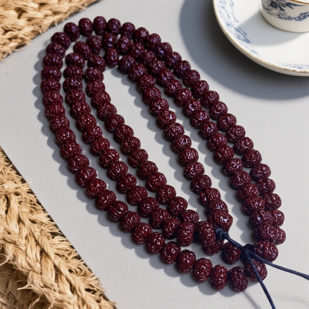 树王五瓣爆肉精挑包浆玉化108颗脖挂菩提小金刚精品收藏文玩