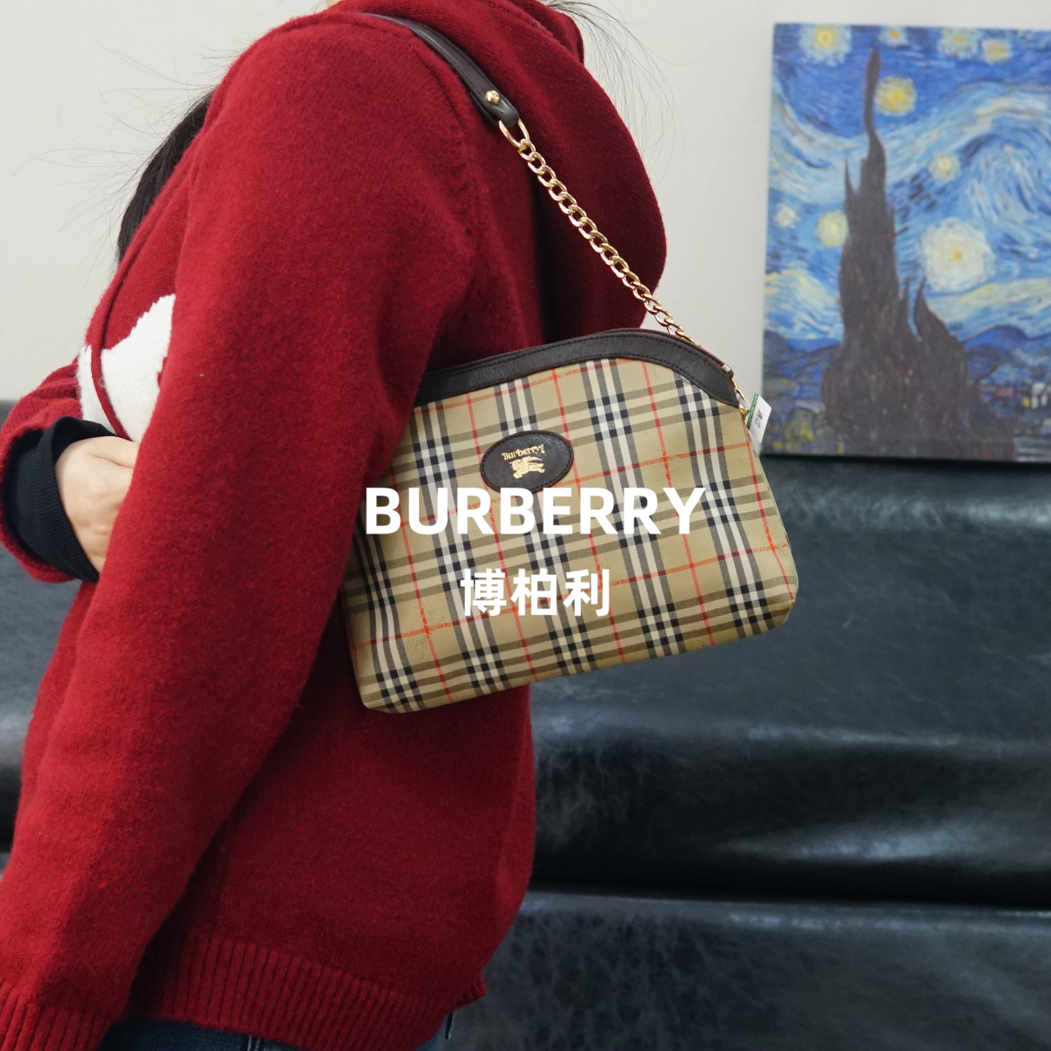 95新 BURBERRY/博柏利 巴宝莉 格纹单肩包/WJ02221541/1541