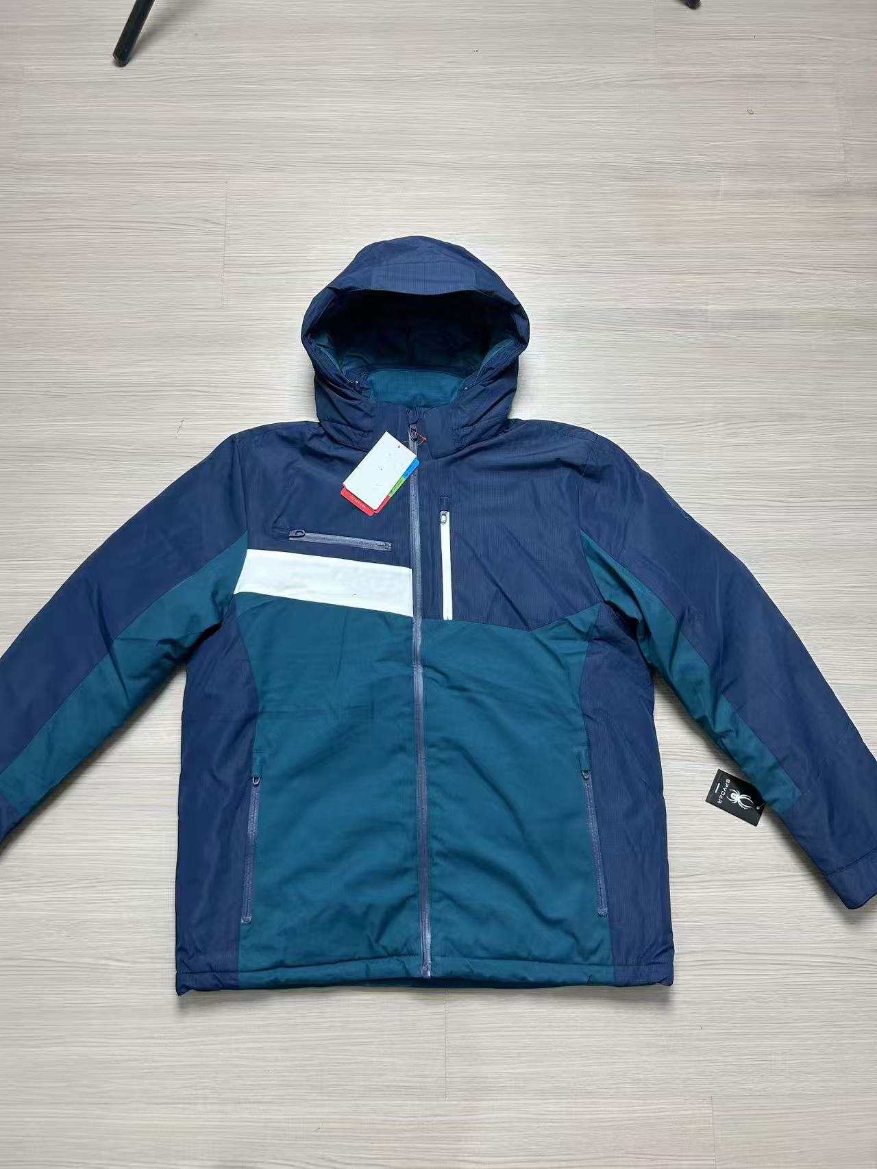 秋冬户外拼色冲锋棉服防风外套可拆卸帽子P153