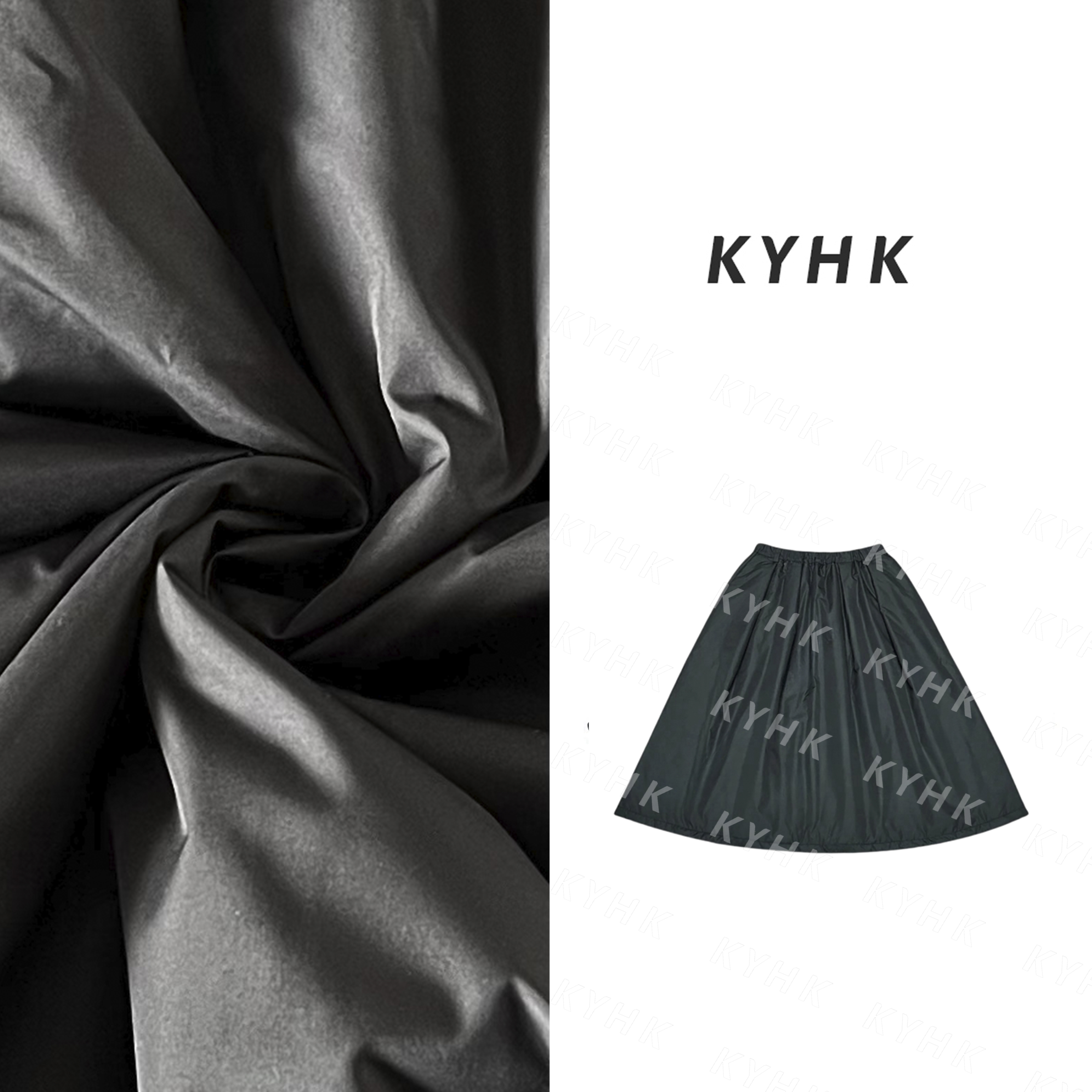 KYHK潮流纯色通勤百搭中长款A字夹棉伞裙241227
