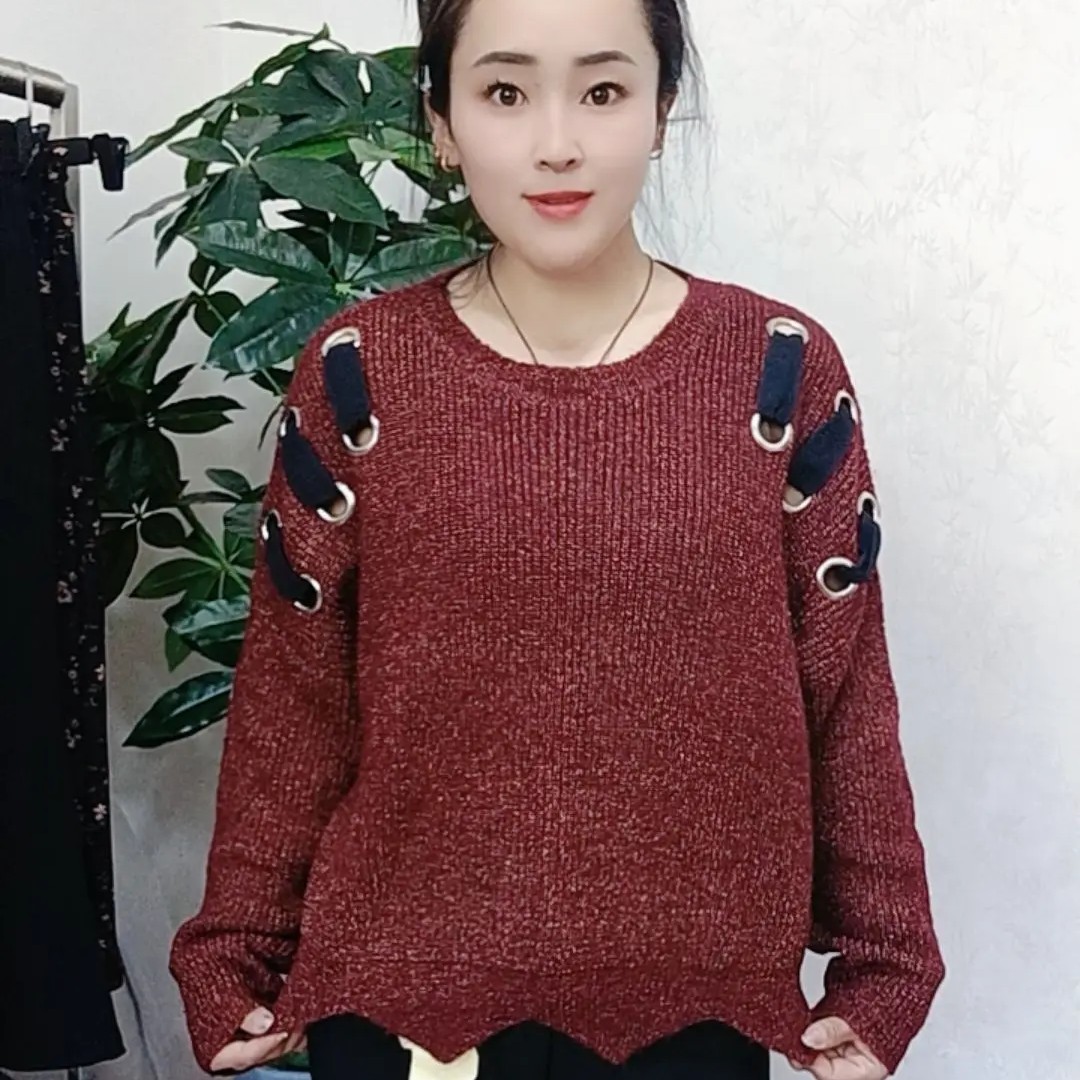 （26）头套打底衫修身型温柔风莫奈花园风夏季领气质