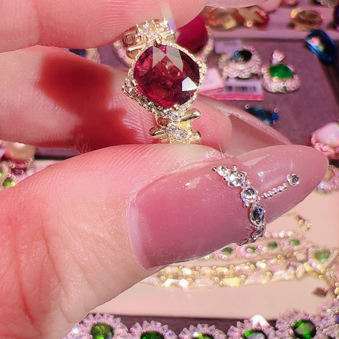 碧玺碧玺戒指银S925镶嵌