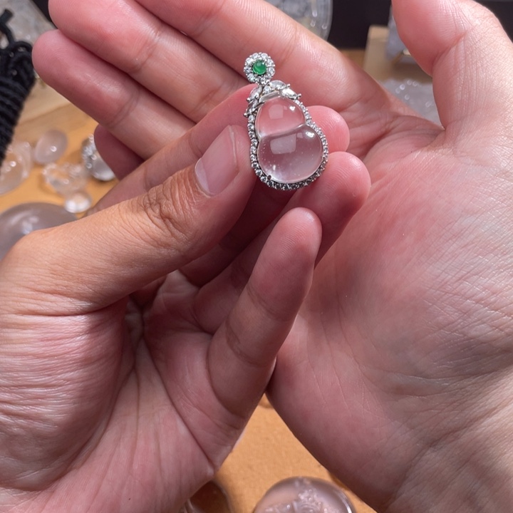 石英质玉银S925镶嵌颈饰