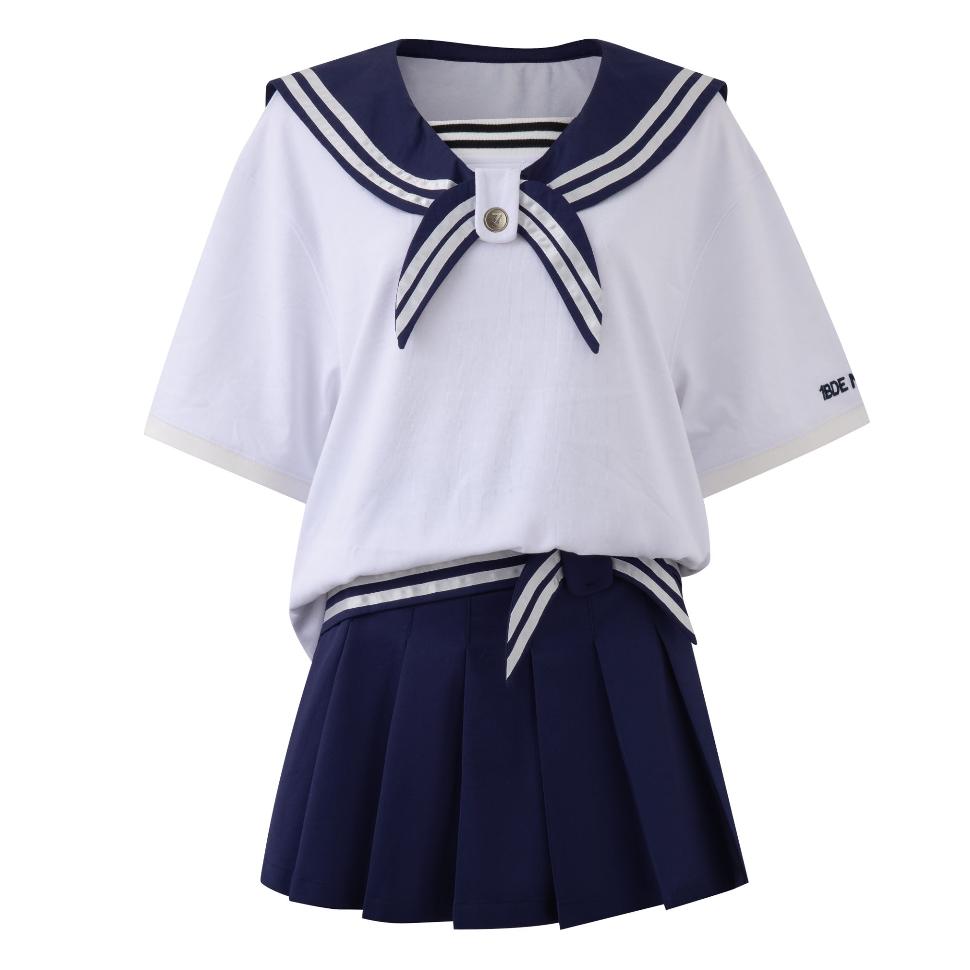 小熊家春夏新款海军风立体玩偶宽松休闲上衣短袖T恤短裙套装