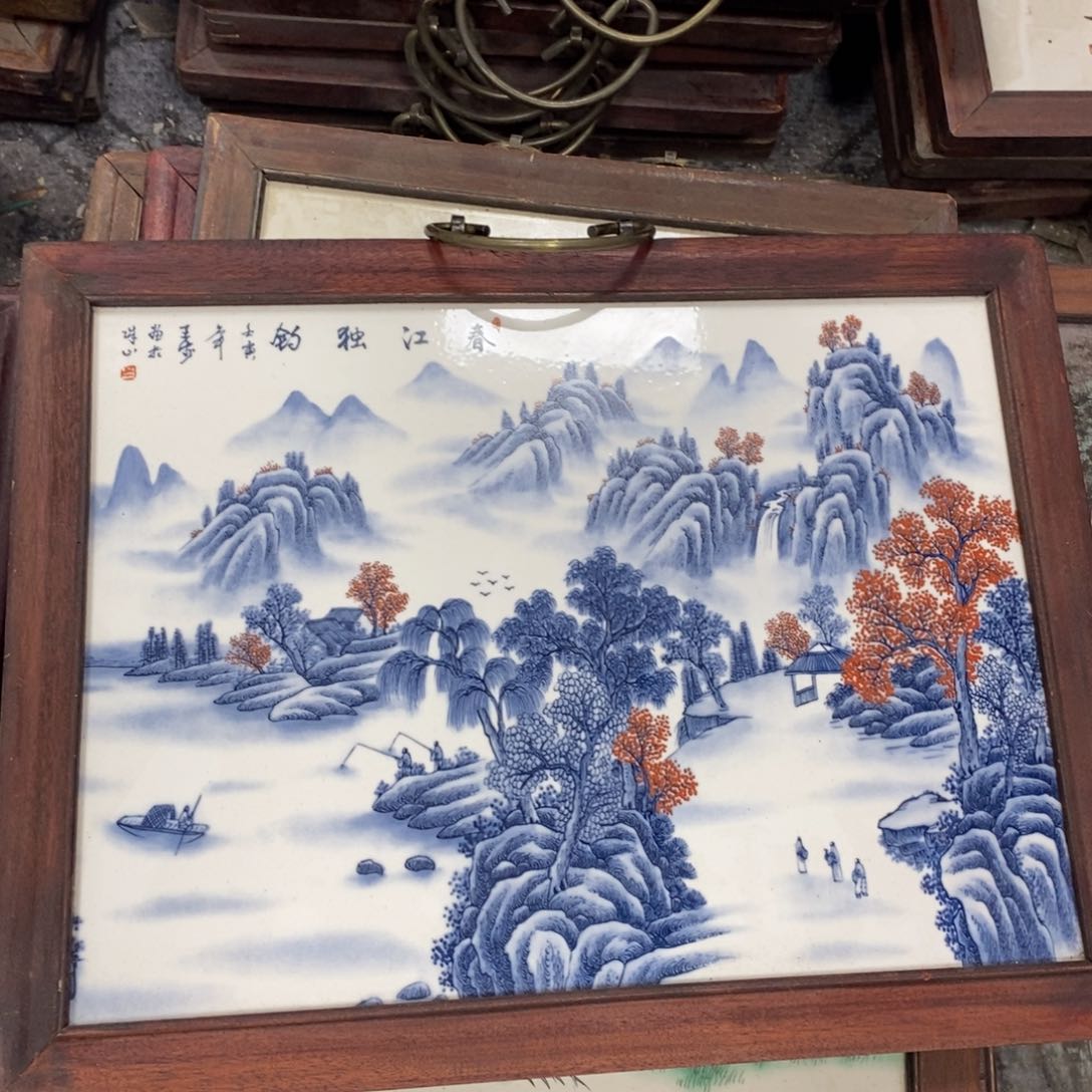 瓷片37*28*1景德镇瓷板画柴窑烧制