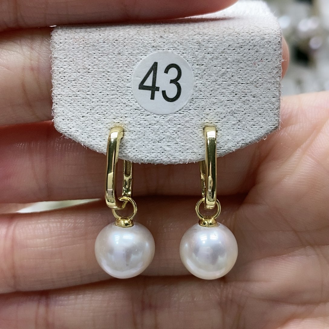 淡水珍珠耳饰银S925镀金镶嵌