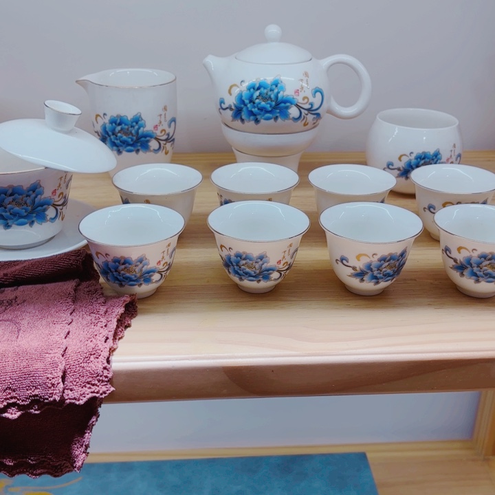 德化羊脂白玉瓷茶具套装