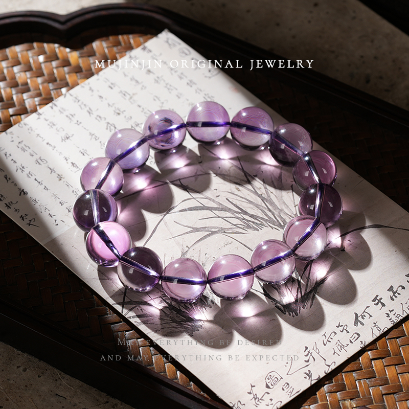 【木槿槿】天然巴西紫水晶手串小众首饰女款小众饰品手链多样性发一
