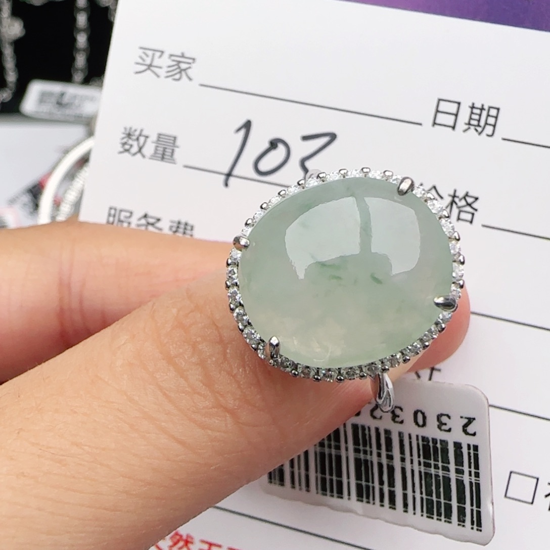 翡翠戒指银S925镶嵌戒指