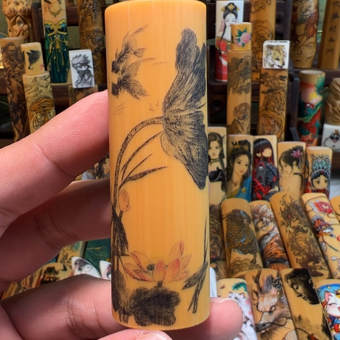 手工针刺福利水墨荷花