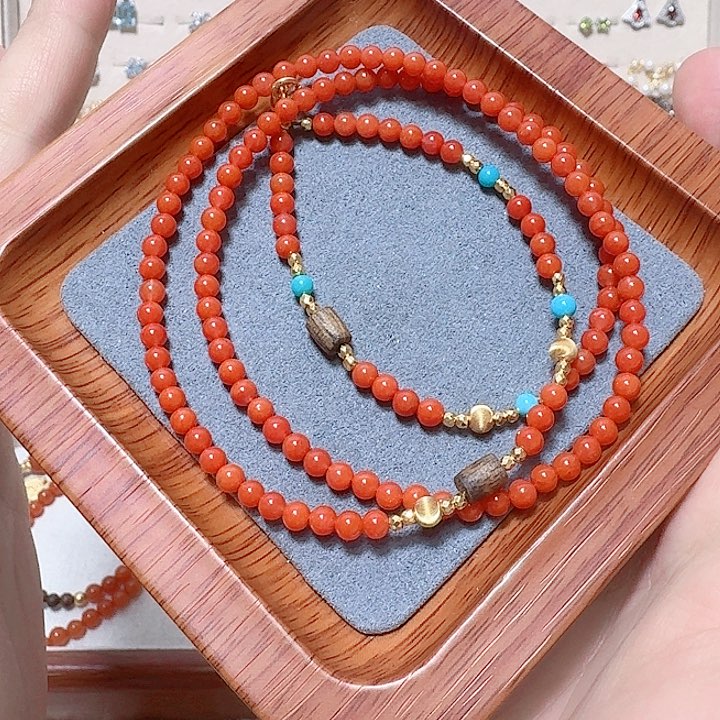 南红玛瑙颈饰银S925镶嵌吊坠