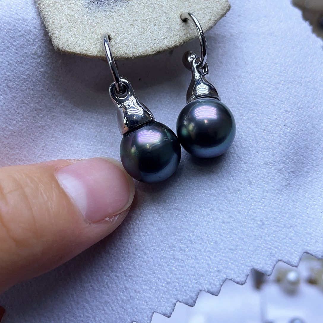 海水珍珠耳饰银S925镶嵌