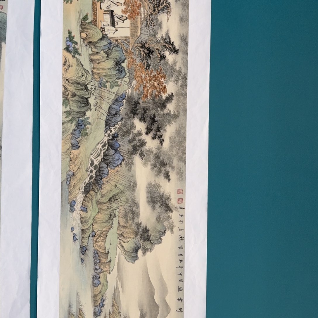 国画明锐老师四尺对开138*35