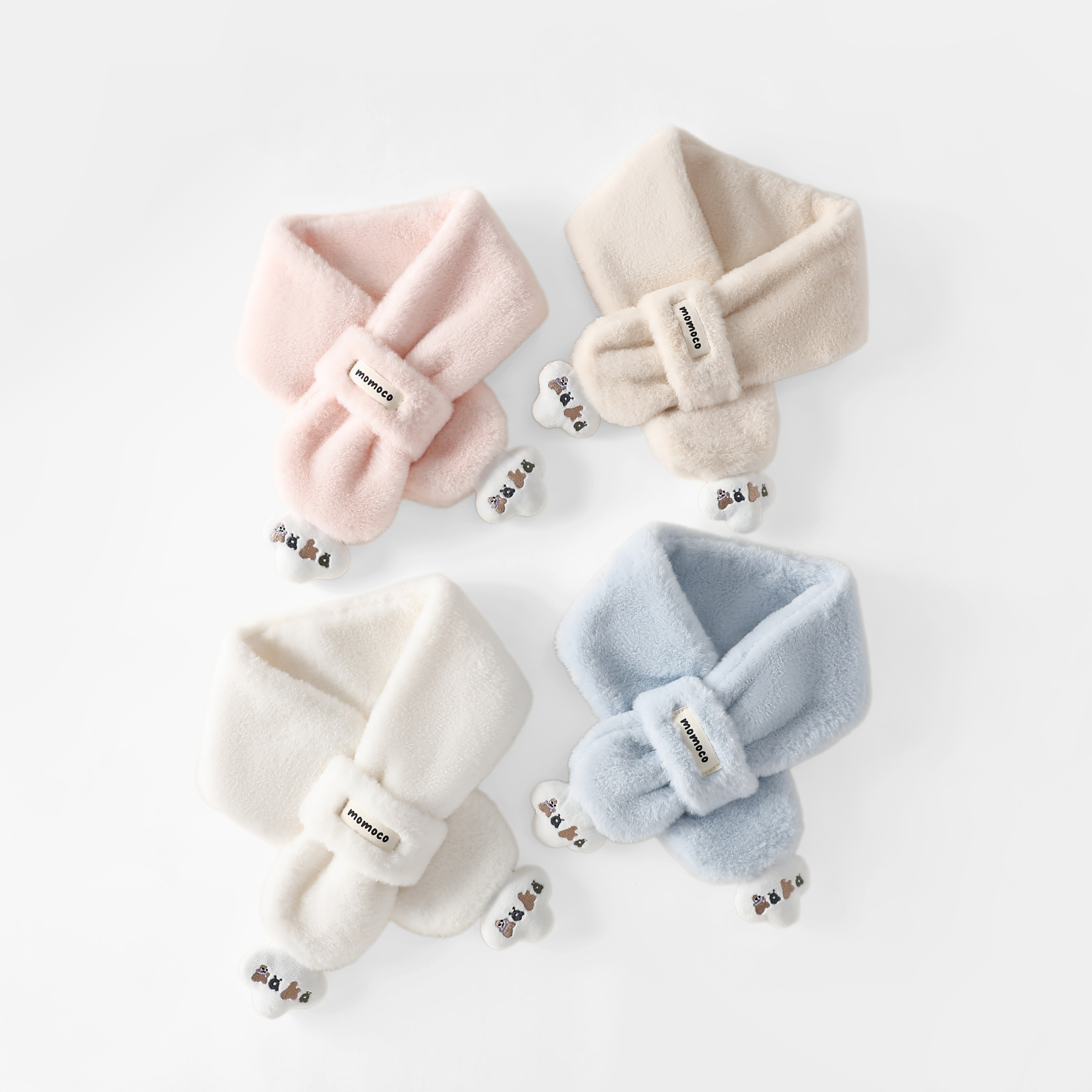 MOMOCO【新粉福利】冬季儿童软糯云朵交叉围巾毛绒围脖77452544001