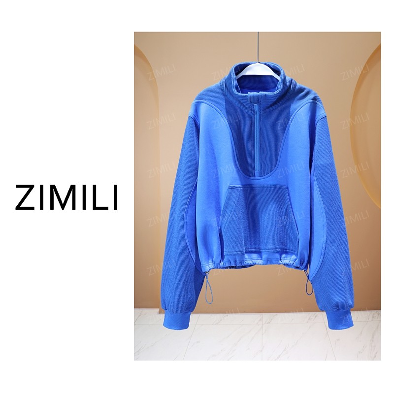 【亮哥欧货女装】2026早春新品《赛里木湖》春水蓝高领加厚卫衣5832