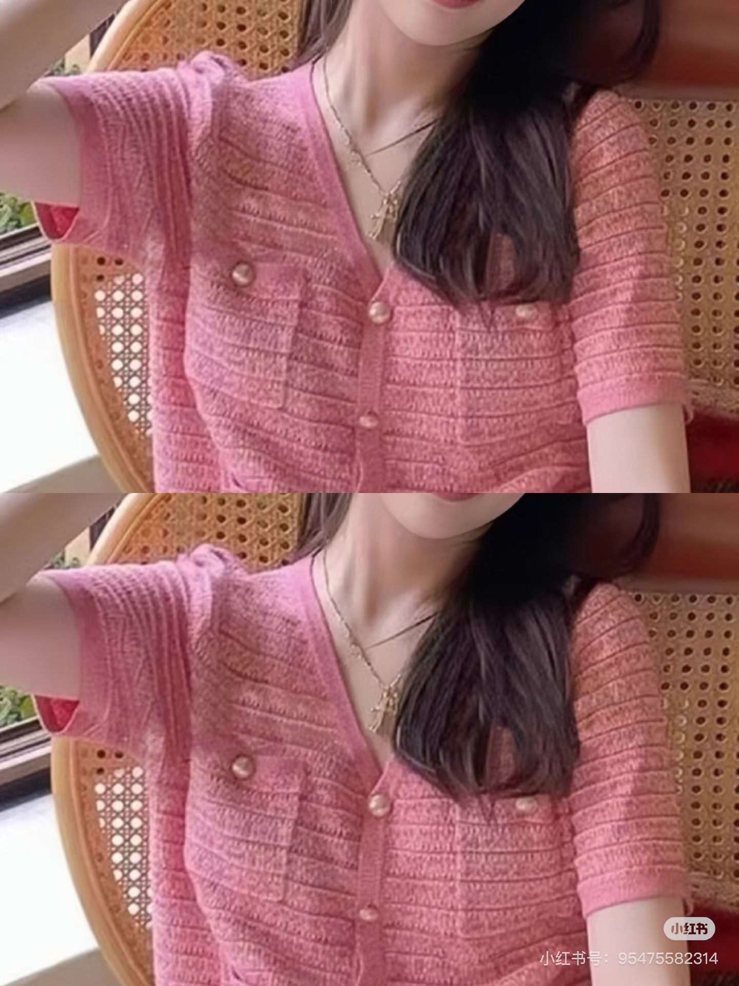 宽松女夏季短袖薄款V领毛针织衫短款上衣tenniscore