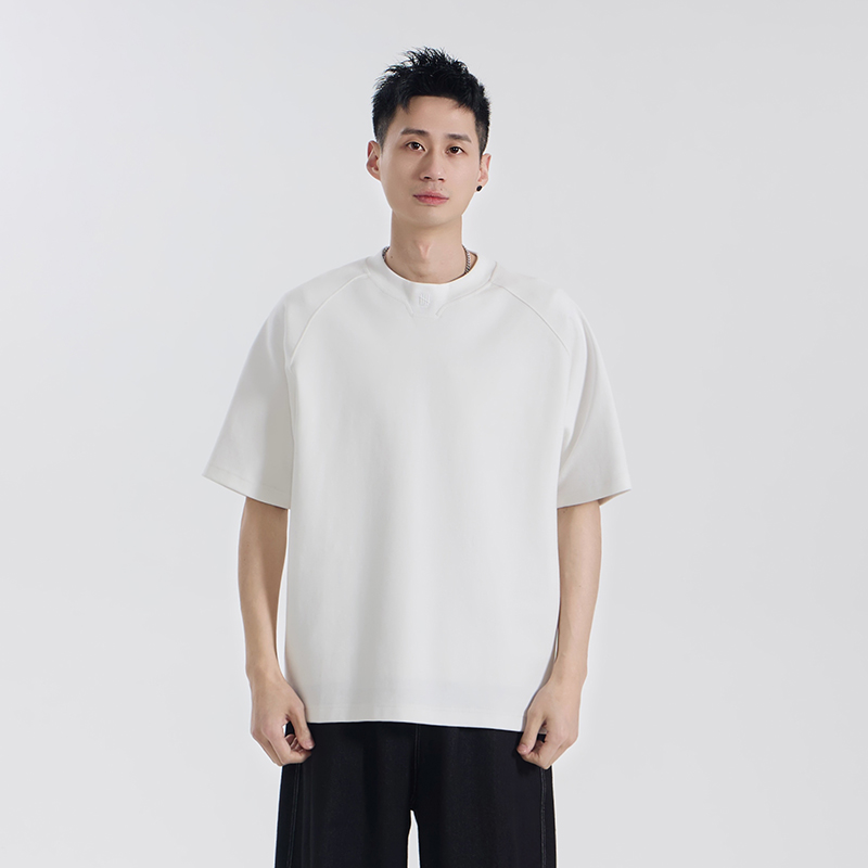 夏季新款短袖简约时尚潮流刺绣百搭高级感男装休闲圆领T恤2059