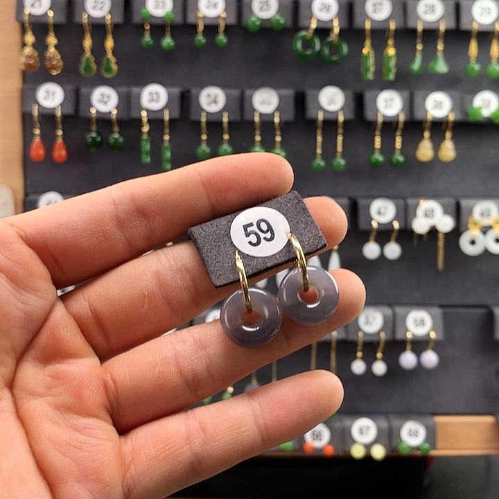 和田玉耳饰18K金镶嵌