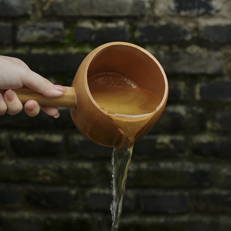天然大竹节水勺做旧老式竹制茶勺沐浴勺禅意舀水瓢茶道配件