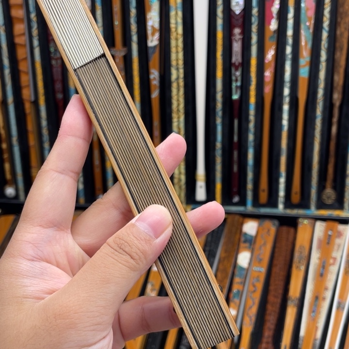 扇子三合老玉竹纯手工