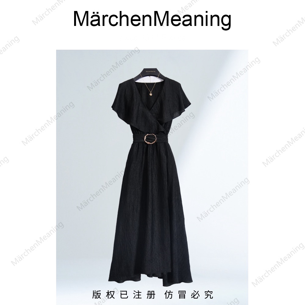 2025夏季气质荷叶边高级定制轻奢设计师连衣裙静静1-