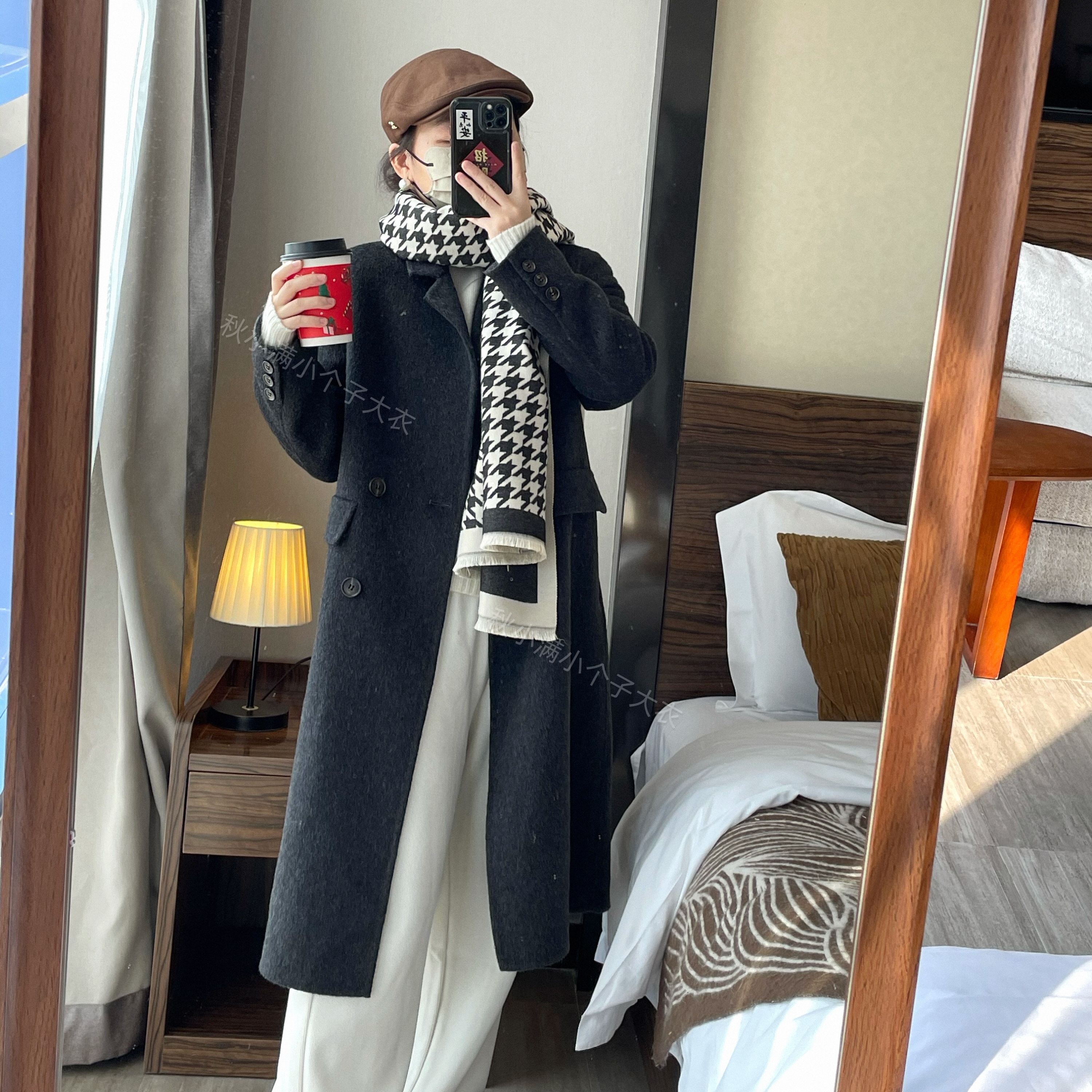 【聪聪专属】羊毛+天丝小个子中长款加厚保暖显瘦双面羊毛大衣2506